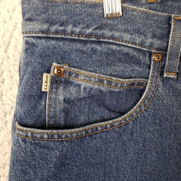 LL Bean Relaxed Fit Flannel Fleece Lined Jeans Men's 36x30 Blue - Picture 5 of 11